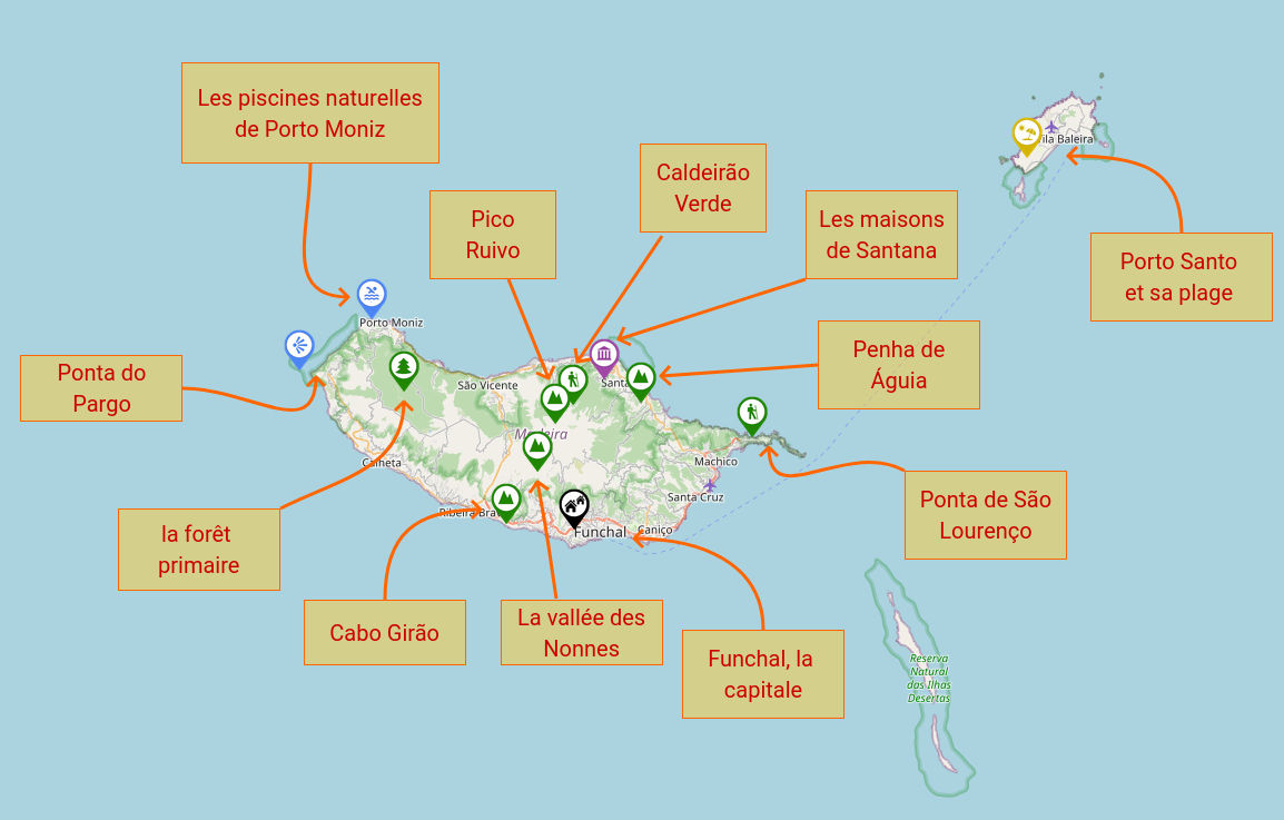 The best spots of Madeira with a map